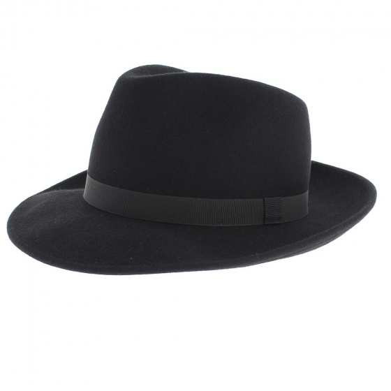 Fedora Gabin Wool Felt Hat Black- Traclet