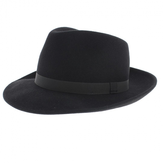 Gabin Black Wool Felt Fedora Hat - Traclet