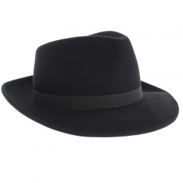 Gabin Black Wool Felt Fedora Hat - Traclet