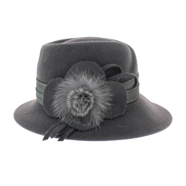 Chapeau feutre Charlie 1 cheval marron aztèque perles bandeau femme