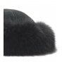 Black Leather & Fox Fur Hat - Traclet
