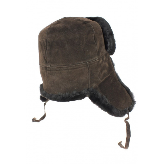 Jivago Brown Genuine Leather Ushanka With Fur Jivago Brown Genuine Leather Ushanka With Fur
