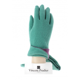 Two-tone gloves - green/plum