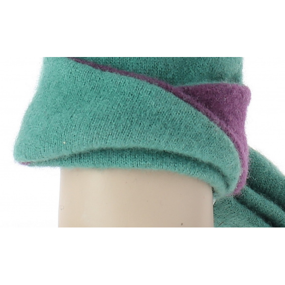 Gants bicolores - vert/ prune