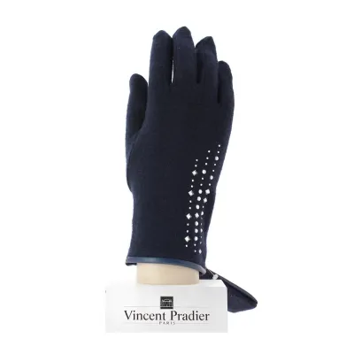 Navy Maya gloves with rhinestones Reference: 4342 | Chapellerie Traclet