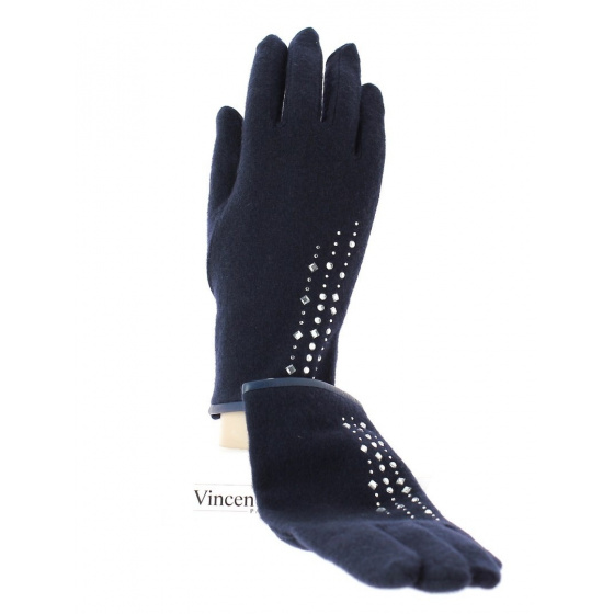 Gants Maya marine avec strass Gants Maya marine avec strass