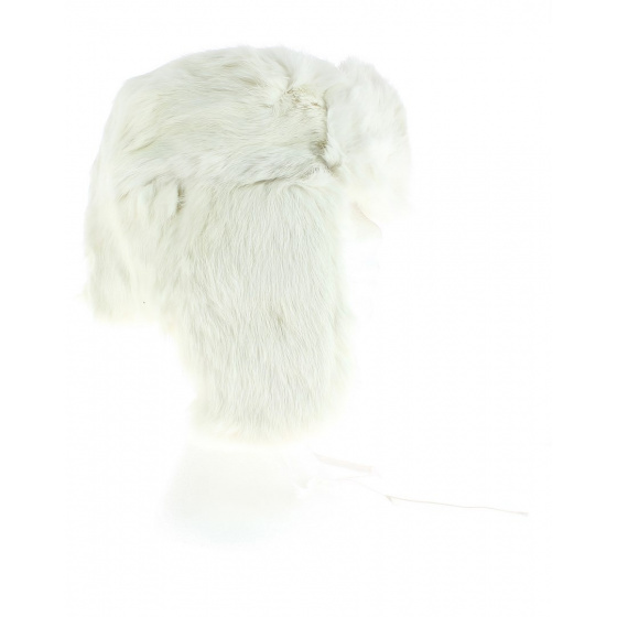 White Rabbit Fur Ushanka Hat - Traclet