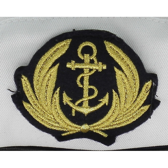 White Cotton Commodore Sailor Cap - Traclet White Cotton Commodore Sailor Cap - Traclet