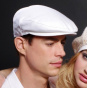 Flat white cotton cap