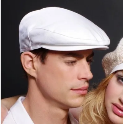 Flat white cotton cap