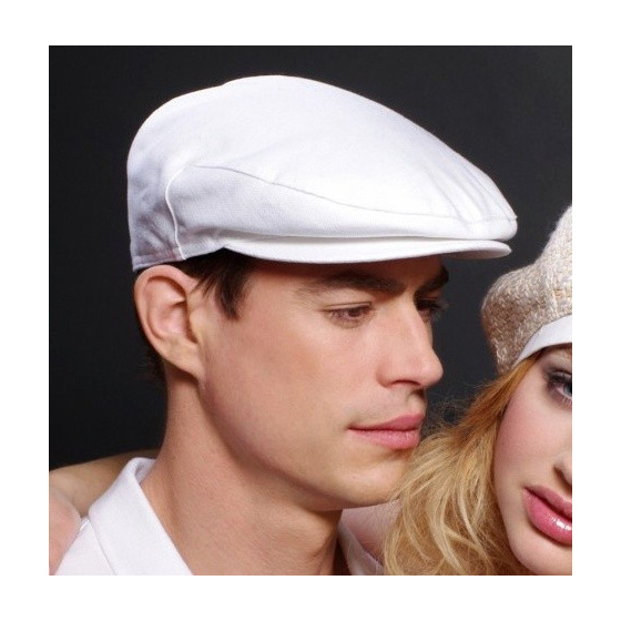 Flat white cotton cap