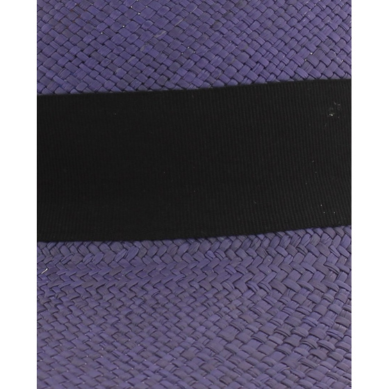 Blue Panama wide-brimmed hat