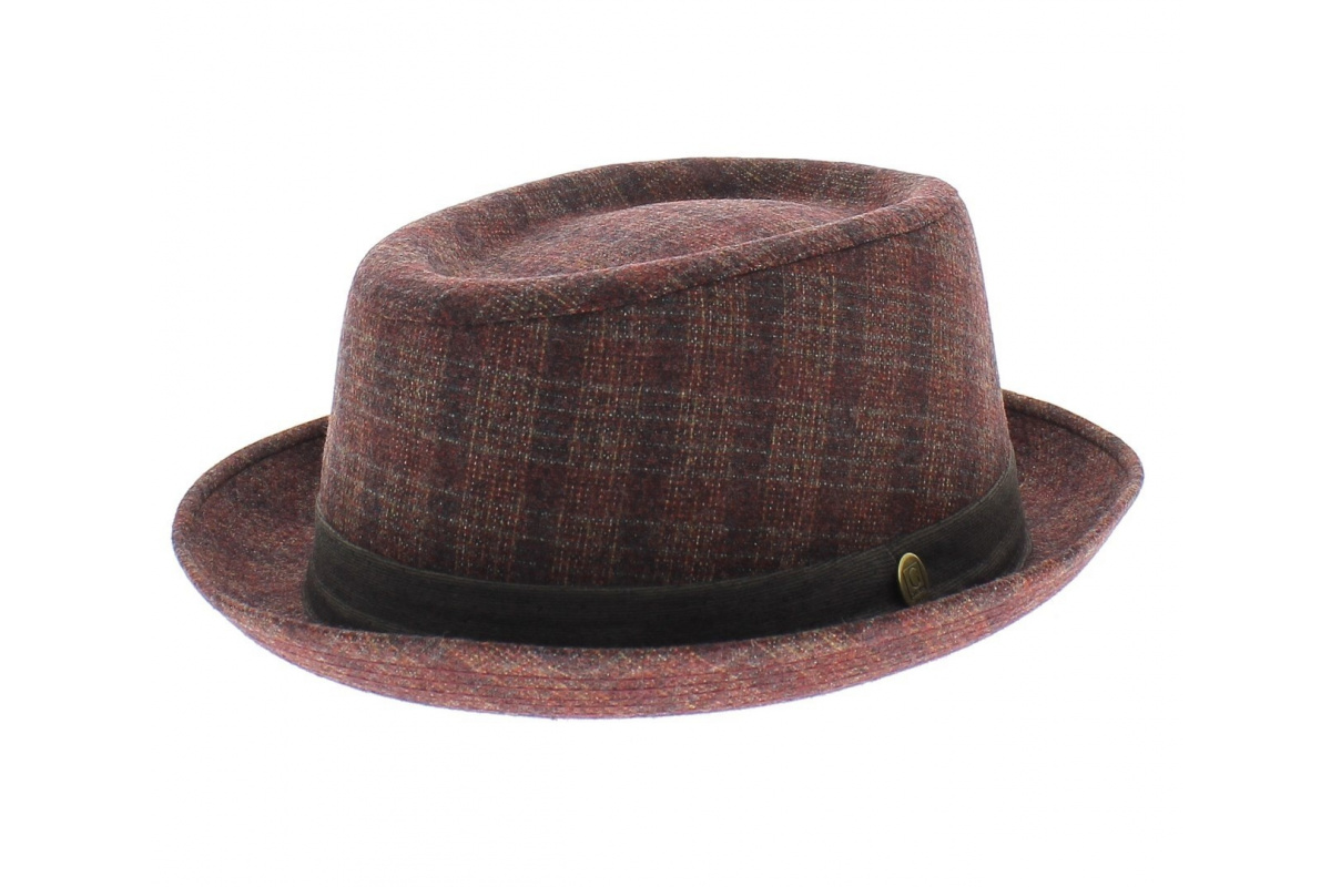 chapeau porkpie de la marque Guerra en laine et polyester coloris rouge