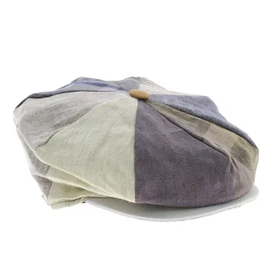 casquette irlandaise Omagh 8 cotes patchwork lin Reference : 4604 | Chapellerie Traclet
