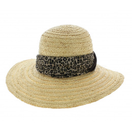 leopard wide-brimmed hat