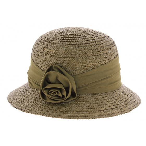 Brown hemp straw cloche hat