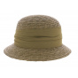 Brown hemp straw cloche hat