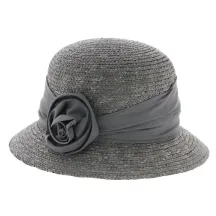 chapeau paille cloche gris - boutique de chapeau Reference : 4684 | Chapellerie Traclet