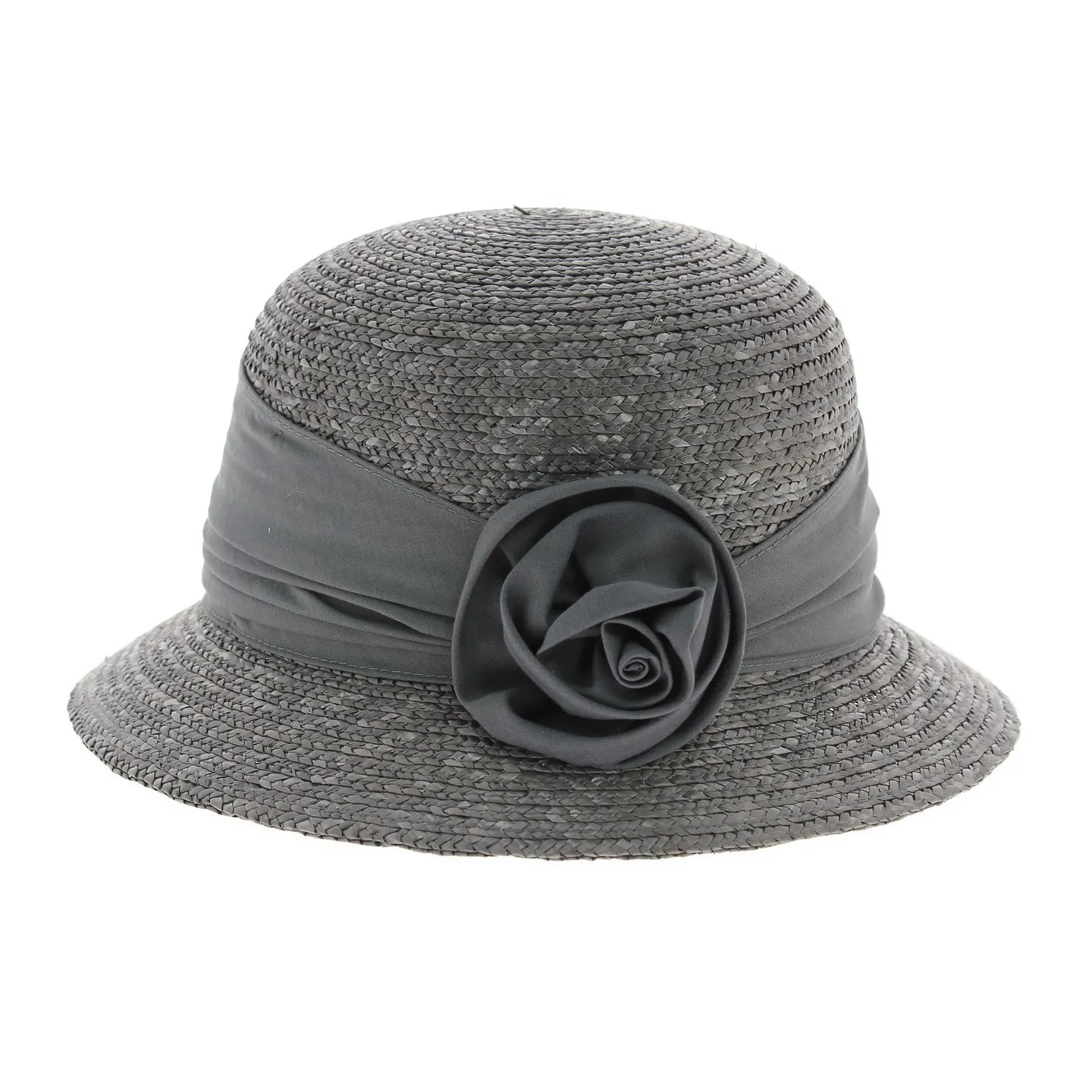 chapeau paille cloche gris - boutique de chapeau Reference : 4684 | Chapellerie Traclet