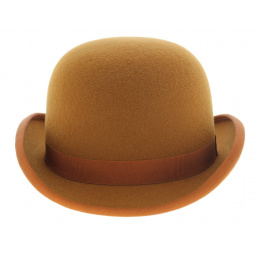 Chapeau Melon Orangé Feutre Laine - Traclet