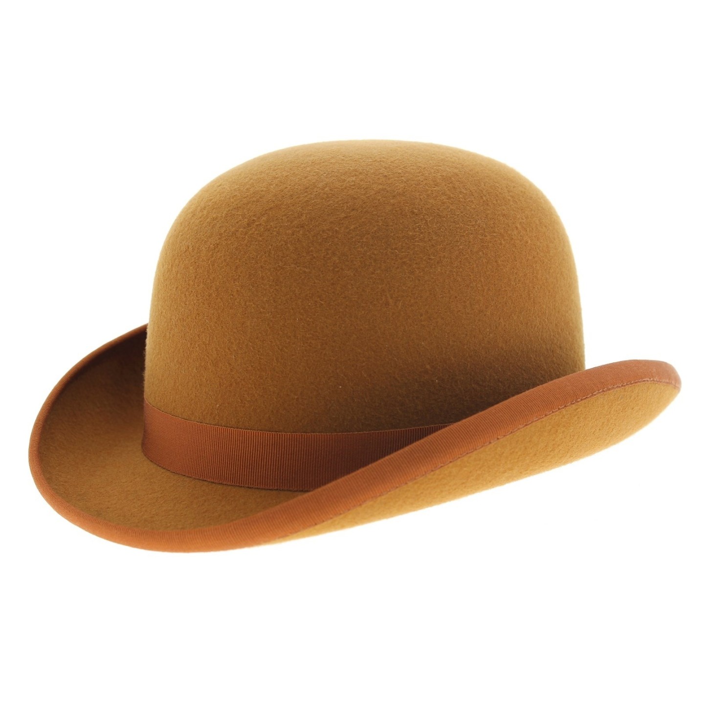 Chapeau Melon Orangé Feutre Laine - Traclet
