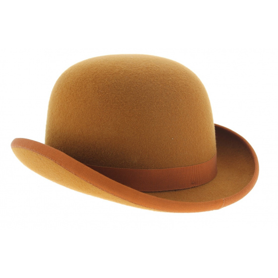 Orange Wool Felt Bowler Hat - Traclet