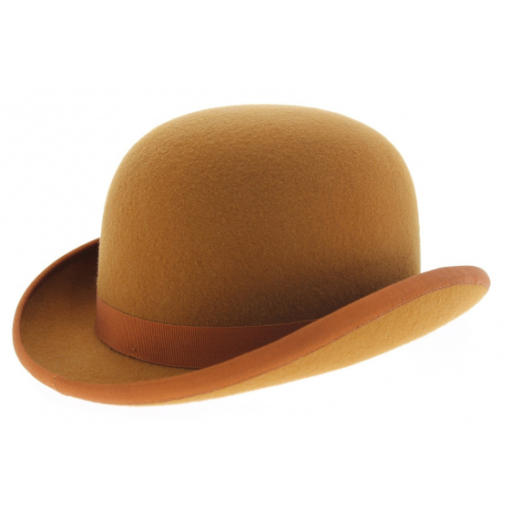 Orange Wool Felt Bowler Hat - Traclet