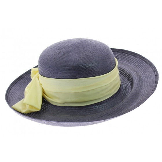 Blue sisal wide-brimmed hat