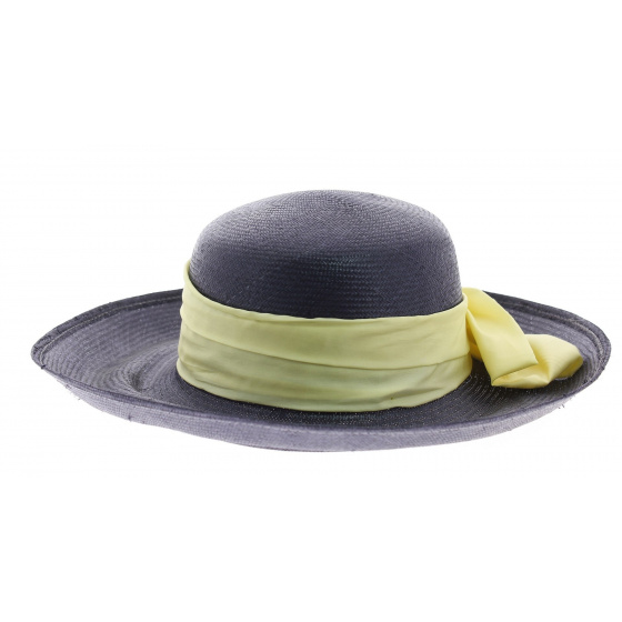 Blue sisal wide-brimmed hat