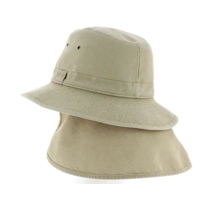 Chapeau Safari Tchad Cache Nuque UPF 50+ Beige - Crambes