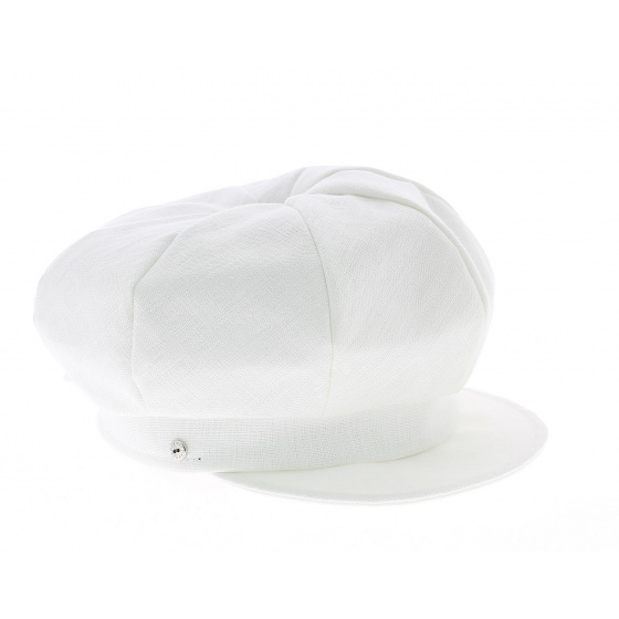 Anja White Linen Newsboy Cap - Mayser Anja White Linen Newsboy Cap - Mayser