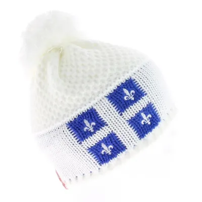White Quebec Le Drapo Beanie Reference: 2837 | Chapellerie Traclet