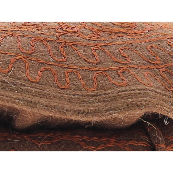 Women's Embroidered Brown Wool Pakol - Traclet