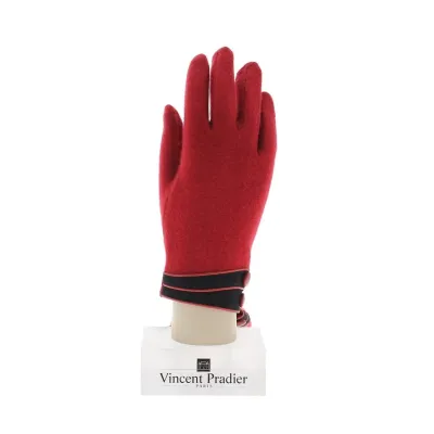 Gants Femme Laine & Nylon Rouge - Vincent Pradier Reference : 723 | Chapellerie Traclet