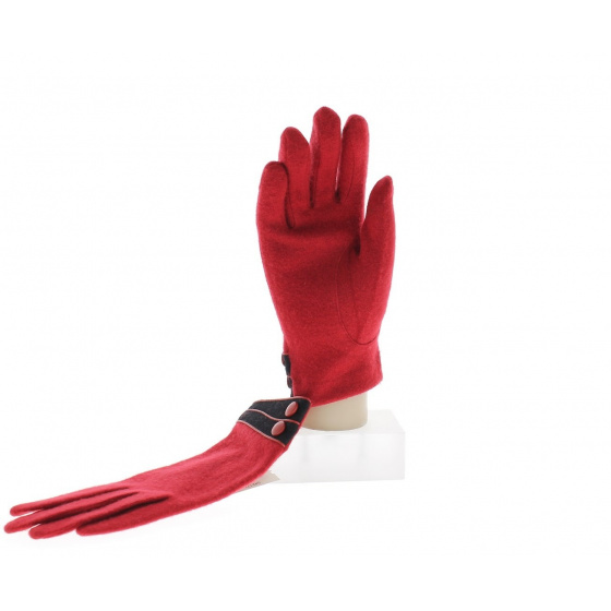 Women's Red Wool & Nylon Gloves - Vincent Pradier Women's Red Wool & Nylon Gloves - Vincent Pradier
