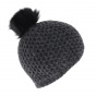 Black pompom beanie