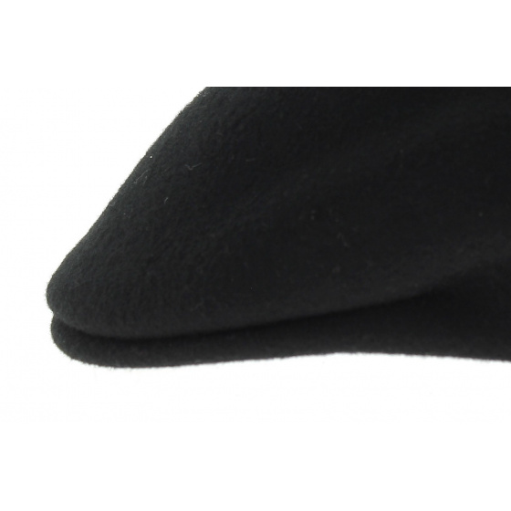 Black Wool Felt Rounded Cap - Traclet Black Wool Felt Rounded Cap - Traclet