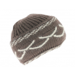 Brown Angora Granny Beanie