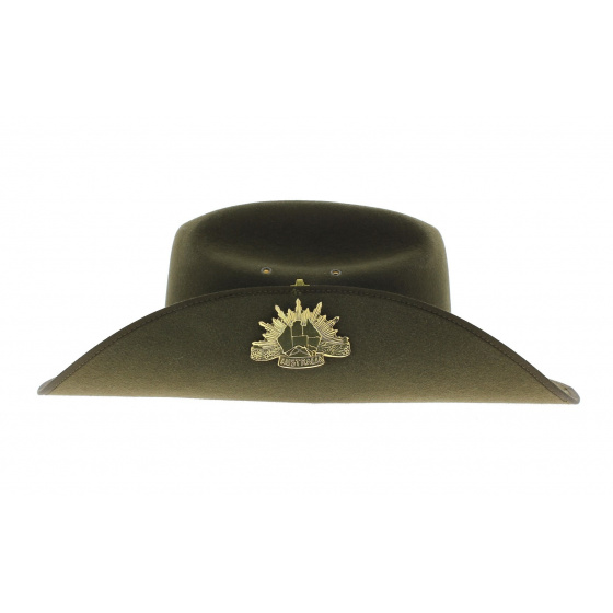 Khaki Fur Felt Military Hat - Akubra