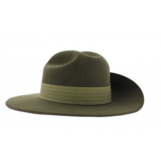 Khaki Fur Felt Military Hat - Akubra
