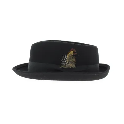 Pork Pie Feather Hat - hat made in France Reference: 3720 | Traclet Hat Shop