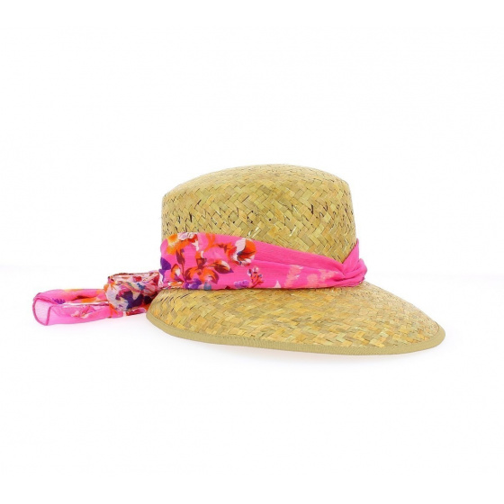 Giuditta cap with pink fancy ribbon