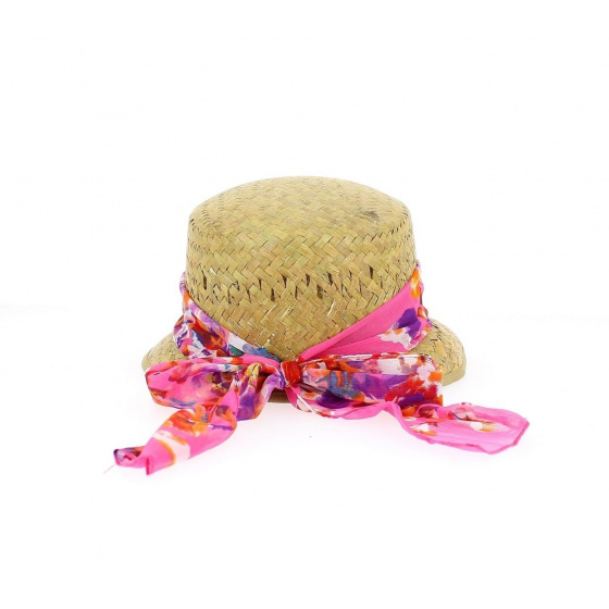 Giuditta cap with pink fancy ribbon