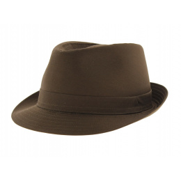 Brown Cotton Trilby Hat