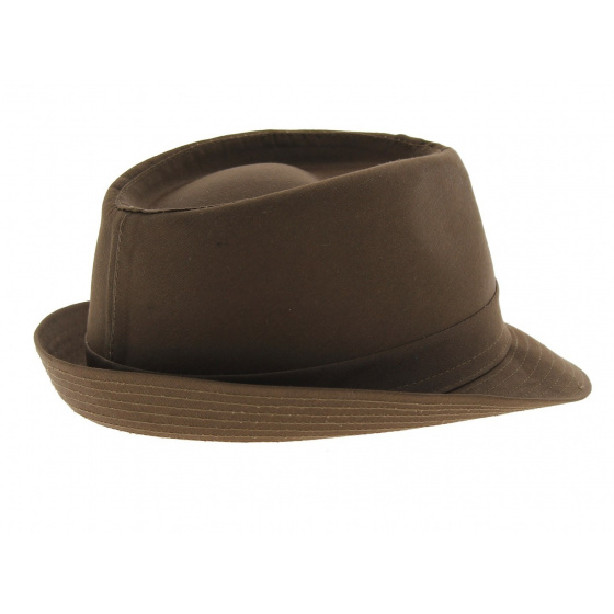 Brown Cotton Trilby Hat