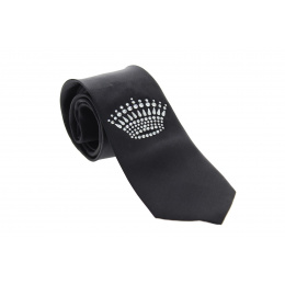 Silver Crown Rhinestone Silk Tie