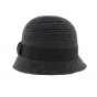 Maithe Black Straw Cloche Hat