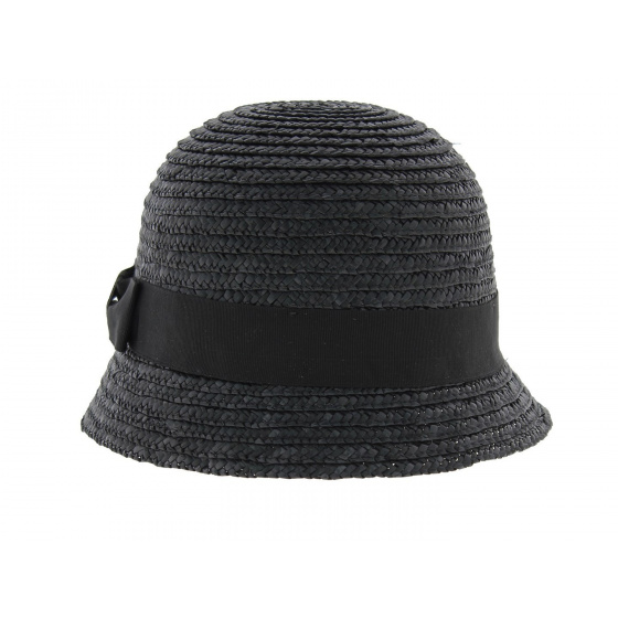 Black Maithe Straw Cloche Hat