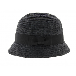 Black Maithe Straw Cloche Hat