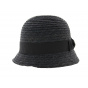 Black Maithe Straw Cloche Hat